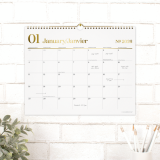 Cambridge® WorkStyle™ Wall Calendar 15" x 12" Bilingual White/Gold