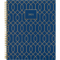 Cambridge® Weekly/Monthly Planners Margaret 11" x 9" Blue and Gold Bilingual