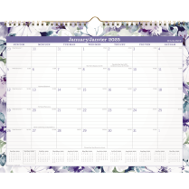 AT-A-GLANCE® Badge Floral Wall Calendar 15" x 12" Bilingual Purple/Green