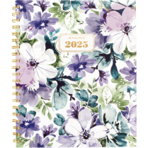 AT-A-GLANCE® Badge Floral Weekly/Monthly Planner 11" x 9" Bilingual Purple/Green