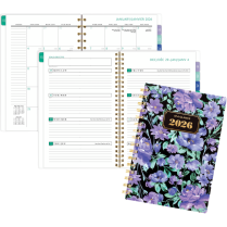 AT-A-GLANCE® Badge Floral Weekly/Monthly Planner 8-1/2"x6" Bilingual Purple