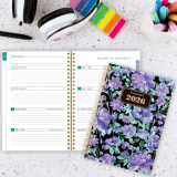 AT-A-GLANCE® Badge Floral Weekly/Monthly Planner 8-1/2" x 6" Bilingual Purple
