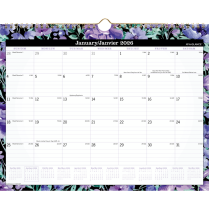 AT-A-GLANCE® Badge Floral Wall Calendar 15"x12" Bilingual Purple