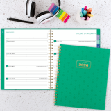 AT-A-GLANCE® Badge Geo Weekly/Monthly Planner 11" x 9" Bilingual Teal