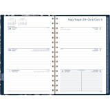 Mead® Caprice™ Floral Collection Weekly/Monthly Planner 8-1/2" x 6" Bilingual Blue