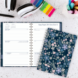 Mead® Caprice™ Floral Collection Weekly/Monthly Planner 8-1/2" x 6" Bilingual Blue