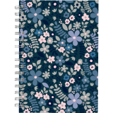 Mead® Caprice™ Floral Collection Weekly/Monthly Planner 8-1/2" x 6" Bilingual Blue