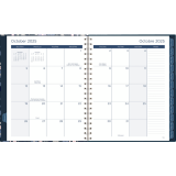 Mead® Caprice™ Floral Collection Weekly/Monthly Planner 11" x 9" Bilingual Blue