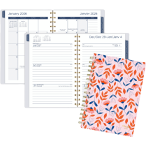 Mead® Floral Leaves Weekly/Monthly Planner 8-1/2"x6" Bilingual Pink
