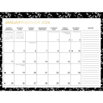 Mead® Scroll Family Monthly Desk/Wall Calendar 17"x13" Bilingual Black/White