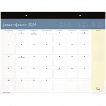 AT-A-GLANCE® QuickNotes® 2.0 Monthly Desk Pad 21-3/4" x 17" Bilingual Blue and Yellow