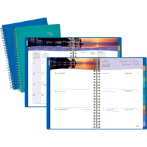 Mead® Tropical Weekly Poly Fashion Planner 5-7/8"x8-1/4" Bilingual Assorted Blue