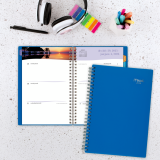 Mead® Tropical Weekly Poly Fashion Planner 5-7/8" x 8-1/4" Bilingual Assorted Blue