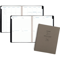 AT-A-GLANCE® Signature Collection Weekly/Monthly Planner 11-1/4"x9" Bilingual Grey