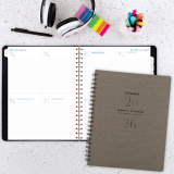 AT-A-GLANCE® Signature Collection Weekly/Monthly Planner 11-1/4"x9" Bilingual Grey