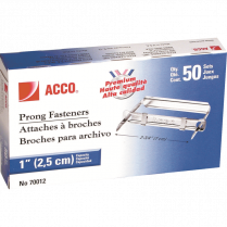 ACCO® Prong Fasteners 1" with 2-3/4" Centres 50/box