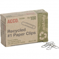 Acco Recycled Paper Clips #1 Smooth 100/box