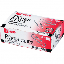 ACCO® Paper Clips #1, 1-1/4" Smooth 100/box