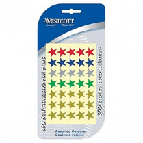 Westcott® Stars Stickers Assorted Colours 350/pkg