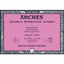 Arches Watercolour Block Hot Pressed 140lb Natural White 7" x 10" 20sheets