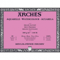 Arches Watercolour Block Hot Pressed 140lb Natural White 9" x 12" 20sheets