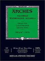 Arches Watercolour Pad Cold Pressed 140lb 9" x 12" 12Sheets