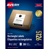 Avery® TrueBlock™  Shipping Labels 8-1/2" x 5-1/2"  Laser/Inkjet 200/pkg