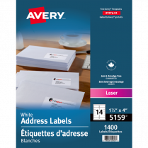 Avery® Rectangle Labels 1-1/2" x 4" Laser / Inkjet White 1400/box