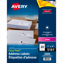 Avery® Easy Peel® Labels 1" x 4" Laser/Inkjet 2,000/box