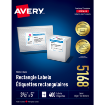Avery® TrueBlock™ Shipping Labels 3-1/2" x 5" Laser/Inkjet White 400/box