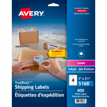 Avery® TrueBlock™  Shipping Labels 3-1/2" x 5" Laser / Inkjet 400/box