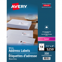 Avery® Rectangle Labels 1-1/2" x 4" Laser / Inkjet White 350/pkg