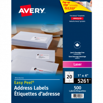 Avery® Easy Peel® Labels 1" x 4" Laser / Inkjet 500/pkg