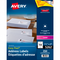 Avery® Easy Peel® Labels 1-1/3" x 4" Laser/Inkjet 350/pkg