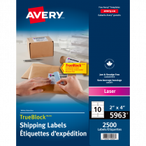Avery® TrueBlock™ Shipping Labels 2" x 4" Laser 2,500/box