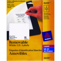 Avery® Removable I.D. Labels 4" x 3-1/3" White 60/pkg