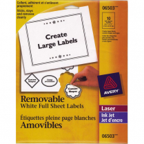 Avery® Removable I.D. Labels 8-1/2" x 11" White 10/pkg
