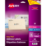 Avery® Easy Peel® Clear Address Labels 3-1/3" x 4" 60/pkg