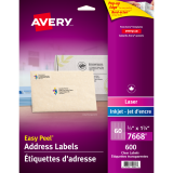 Avery® Easy Peel® Clear Address Labels 2/3" x 1-3/4" 600/pkg