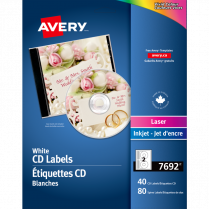 Avery® CD Labels Laser/Inkjet White 40/pkg