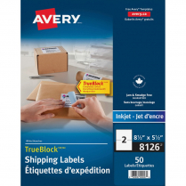 Avery® TrueBlock™  Shipping Labels 8-1/2" x 5-1/2" Laser / Inkjet 50/pkg