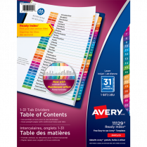 Avery® Ready Index® Table of Contents Dividers Coloured 1-31
