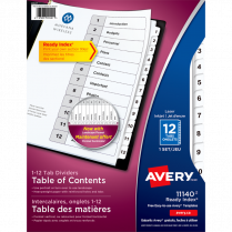 Avery® Ready Index® Dividers Black and White 1-12