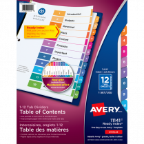 Avery® Ready Index® Table of Contents Dividers Coloured 1-12