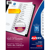 Avery® Ready Index® Table of Contents Dividers Black and White 1-15