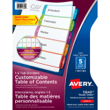 Avery® Ready Index® Customizable Table of Contents Dividers 1-5 Tabs