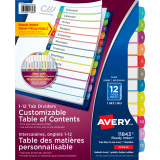 Avery® Ready Index® Customizable Table of Contents Dividers 1-12 Tabs
