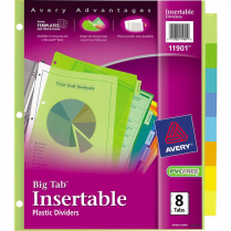 Avery® Big Tab® Insertable Plastic Dividers 8 Tabs Assorted Translucent Colours