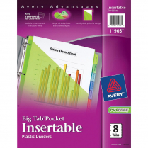Avery® Big Tab® Insertable Plastic Dividers 8 Tabs with Pockets Assorted Translucent Colours