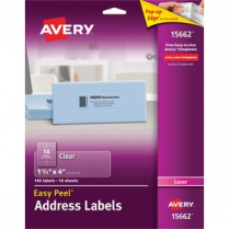 Avery Easy Peel Address Labels 4" x 1-1/3" Clear 140/Pkg